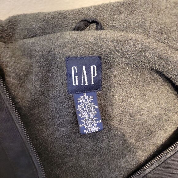 Gap Mens Vintage 90s Hooded 1/4 Zip Anorak Jacket Size S Black Gray Fleece Lined - Picture 4 of 4